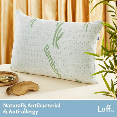 Luff Bamboo Pillow Hollowfibre Soft Support Hypoallergenic Breathable Bamboo Cover Antibacterial Comfortable Sleep - image 1