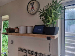 Garden Troughs and Planters Rustic Wood Shelf, Reclaimed Scaffold Board 90Cm Long With Brackets And Fixings - Clear/natural - thumbnail 1