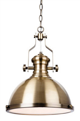 Luminosa Lighting Luminosa Albion 1 Light Dome Ceiling Pendant Antique Brass, E27