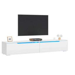 High Gloss White 180Cm Floating Tv Stand Unit Cabinet Wall Mounted Storage Door - thumbnail 1