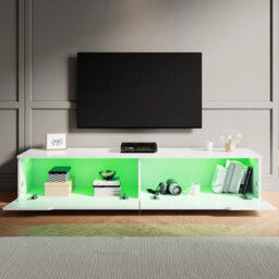 High Gloss White 180Cm Floating Tv Stand Unit Cabinet Wall Mounted Storage Door - thumbnail 4