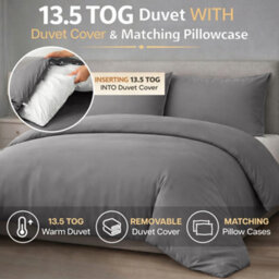 Ameha Duvet 13.5 Tog With Grey Duvet Cover & Matching Pillowcases, Breathable, Bedding Set, King 230X220Cm - thumbnail 2