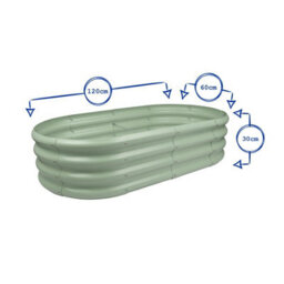 Harbour Housewares Raised Garden Beds - 2X Ivory Rounded Bottomless Metal Raised Galvanised Steel Planter Box 120 X 60Cm - thumbnail 3
