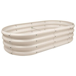 Harbour Housewares Raised Garden Beds - 2X Ivory Rounded Bottomless Metal Raised Galvanised Steel Planter Box 120 X 60Cm - thumbnail 7