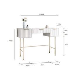 CARME Home Lara White Dresssing Table - Ridged Front And Side Finished - thumbnail 3