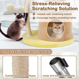 Costway 83Cm Cat Tree Indoor Cat Tower With Condo & Sisal Scratching Post - thumbnail 5