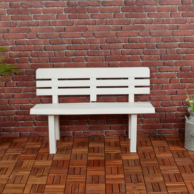 Urbn-Garden Urbn Garden White 2 Seater Plastic Garden Bench Weather Resistant Waterproof Outdoor Furniture - image 1