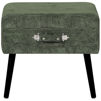 Beliani Side Table With Storage, Dark Green Corduroy, 46 X 50 X 35 Cm - image 1