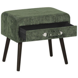 Beliani Side Table With Storage, Dark Green Corduroy, 46 X 50 X 35 Cm - thumbnail 6