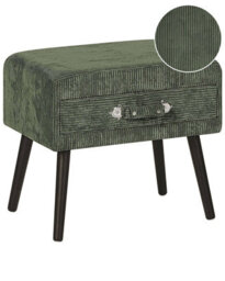 Beliani Side Table With Storage, Dark Green Corduroy, 46 X 50 X 35 Cm - thumbnail 3