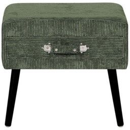 Beliani Side Table With Storage, Dark Green Corduroy, 46 X 50 X 35 Cm - thumbnail 1