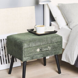Beliani Side Table With Storage, Dark Green Corduroy, 46 X 50 X 35 Cm - thumbnail 2