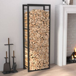 Walplus Firewood Rack Matt Black 50X28X132 Cm Steel