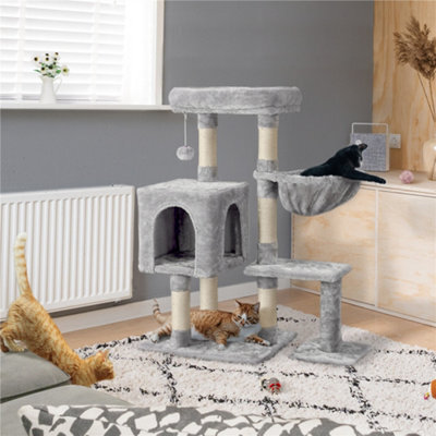 Yaheetech Light Grey 96.5Cm 4-Level Cat Tree Tower With Condo Plush Perch & Scratching Posts - image 1