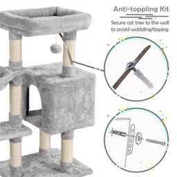 Yaheetech Light Grey 96.5Cm 4-Level Cat Tree Tower With Condo Plush Perch & Scratching Posts - thumbnail 6