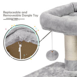 Yaheetech Light Grey 96.5Cm 4-Level Cat Tree Tower With Condo Plush Perch & Scratching Posts - thumbnail 7