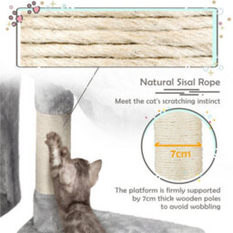 Yaheetech Light Grey 96.5Cm 4-Level Cat Tree Tower With Condo Plush Perch & Scratching Posts - thumbnail 9