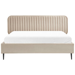 Beliani Bed Velvet Brin 160 X 200 Cm (Eu King Size) Taupe - thumbnail 5