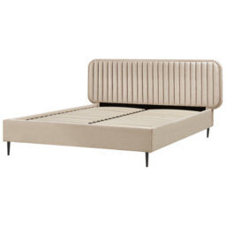 Beliani Bed Velvet Brin 160 X 200 Cm (Eu King Size) Taupe - thumbnail 4