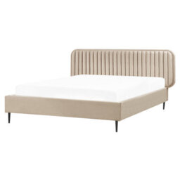 Beliani Bed Velvet Brin 160 X 200 Cm (Eu King Size) Taupe - thumbnail 1