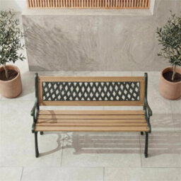 Wooden Garden Bench Cross 3 Seater Solid Pine Outdoor Patio Seat Furniture - thumbnail 3