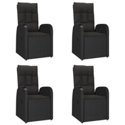 Berkfield 5 Piece Garden Dining Set Black Poly Rattan&solid Wood Acacia - thumbnail 4
