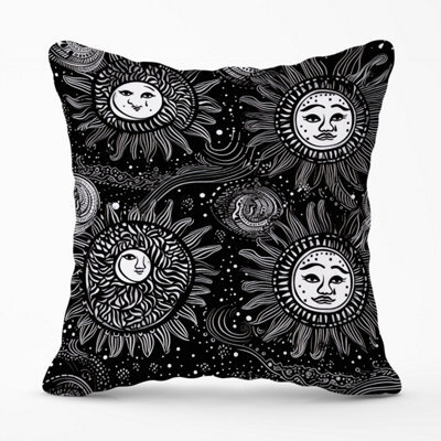 Warren Reed Designer Moon And Sun White Black Outdoor Cushion 45Cm X 45Cm - image 1