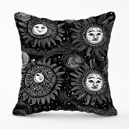 Warren Reed Designer Moon And Sun White Black Outdoor Cushion 45Cm X 45Cm - thumbnail 1