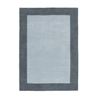 Grey Wool Rug, Geometric Rug With 25mm Thickness, Modern Rug For Living Room, Bedroom, & Dining Room-67 X 200Cm (Runner) - image 1