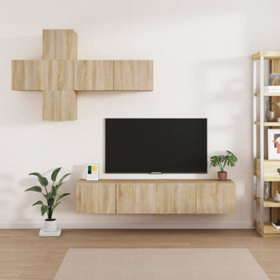 Berkfield 7 Piece Tv Cabinet Set Sonoma Oak Engineered Wood - image 1