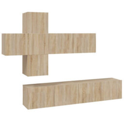 Berkfield 7 Piece Tv Cabinet Set Sonoma Oak Engineered Wood - thumbnail 2