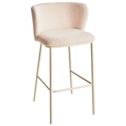Beliani Set Of 2 Bar Chairs Mina Ii Boucle Light Beige - thumbnail 5
