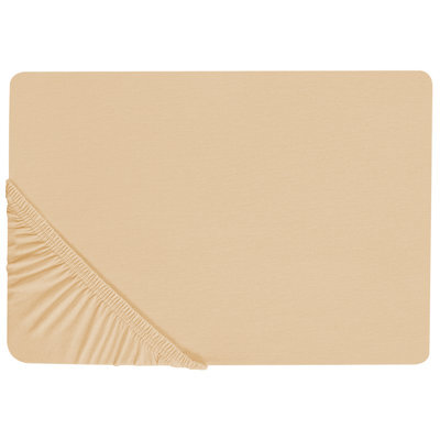 Beliani Fitted Sheet Janbu Cotton 90 X 200 Cm Beige - image 1
