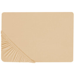 Beliani Fitted Sheet Janbu Cotton 90 X 200 Cm Beige - thumbnail 1