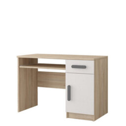 Arte Modern Oak Sonoma And White Computer Desk H760mm W1100mm D500mm - Grey Handles For Contemporary Study Spaces