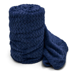 Velosso Cosy Touch Chevron Pattern Faux Mink Throw Blanket - Luxurious Feel, High-Quality Weave For Sofa, Bed - 150Cm X 200Cm - Navy