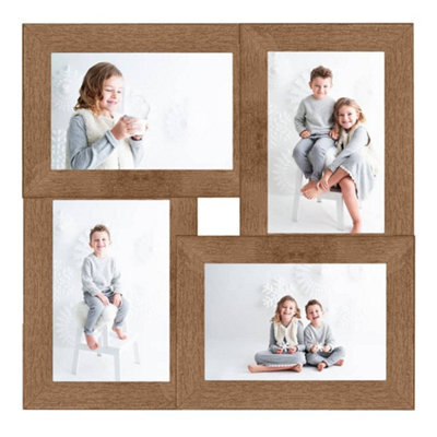 Berkfield Modern Collage Photo Frame For 4X(13X18 Cm) Picture Light Brown Mdf - image 1