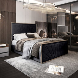 Roxy Upholstered Soft Velvet Metal Black Bed Frame