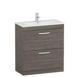 Royal Bathrooms Turin Grey Elm 800mm Floor Standing Vanity Unit 2 Drawer With Minimalist Basin Sink - thumbnail 6