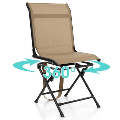 Gainoom Outdoor Swivel Brown Hunting Chair Foldable Chair Spin Chair W/ Mesh Back - image 1