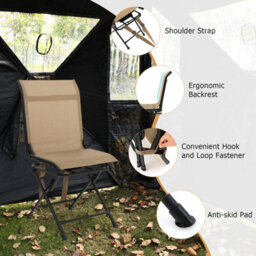 Gainoom Outdoor Swivel Brown Hunting Chair Foldable Chair Spin Chair W/ Mesh Back - thumbnail 7