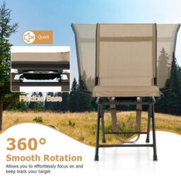 Gainoom Outdoor Swivel Brown Hunting Chair Foldable Chair Spin Chair W/ Mesh Back - thumbnail 8