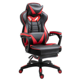 Vinsetto Gaming Chair Ergonomic Reclining Manual Footrest Wheels Stylish Red - thumbnail 2