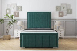 "Sloomy Richmond Emerald Plush Bed Frame With 50"" Upholstered Headboard 4' Small Double" - thumbnail 1