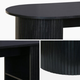 Sweeek - Bar Table High Kitchen Table With Wooden Decor And Storage. Wallis Black 120X55X100 Cm - thumbnail 3