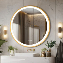 Luvodi 800mm Luxury Gold Round Led Mirror For Bathroom With Lights Anti-Fog 3 Color Dimmable - thumbnail 6