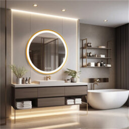 Luvodi 800mm Luxury Gold Round Led Mirror For Bathroom With Lights Anti-Fog 3 Color Dimmable - thumbnail 7