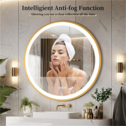 Luvodi 800mm Luxury Gold Round Led Mirror For Bathroom With Lights Anti-Fog 3 Color Dimmable - thumbnail 3