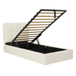 Modernluxe 3Ft Single Bed, 90X190 Cm, Ottoman Bed, Hydraulic Bed, With Upholstered Headboard, Velvet, Beige - thumbnail 9