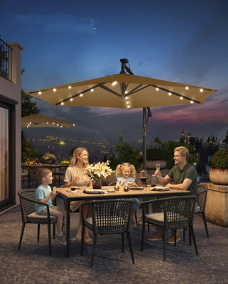 LEDREM Cantilever Garden Patio Parasol Umbrella With Base, 3M Offset Parasol, Banana Hanging Umbrella,taupe - image 1